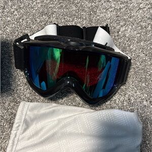Smith knowledge OTG turbo fan goggles black frame green mirror lens snowboard